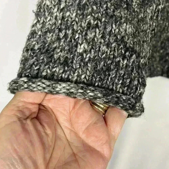 Pure Jill Womens Sweater Gray/White M Pullover Rolled Neck/Cuffs Casual Relaxed - Picture 4 of 10